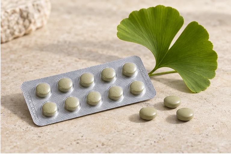 银杏包衣片与泡罩包装。
