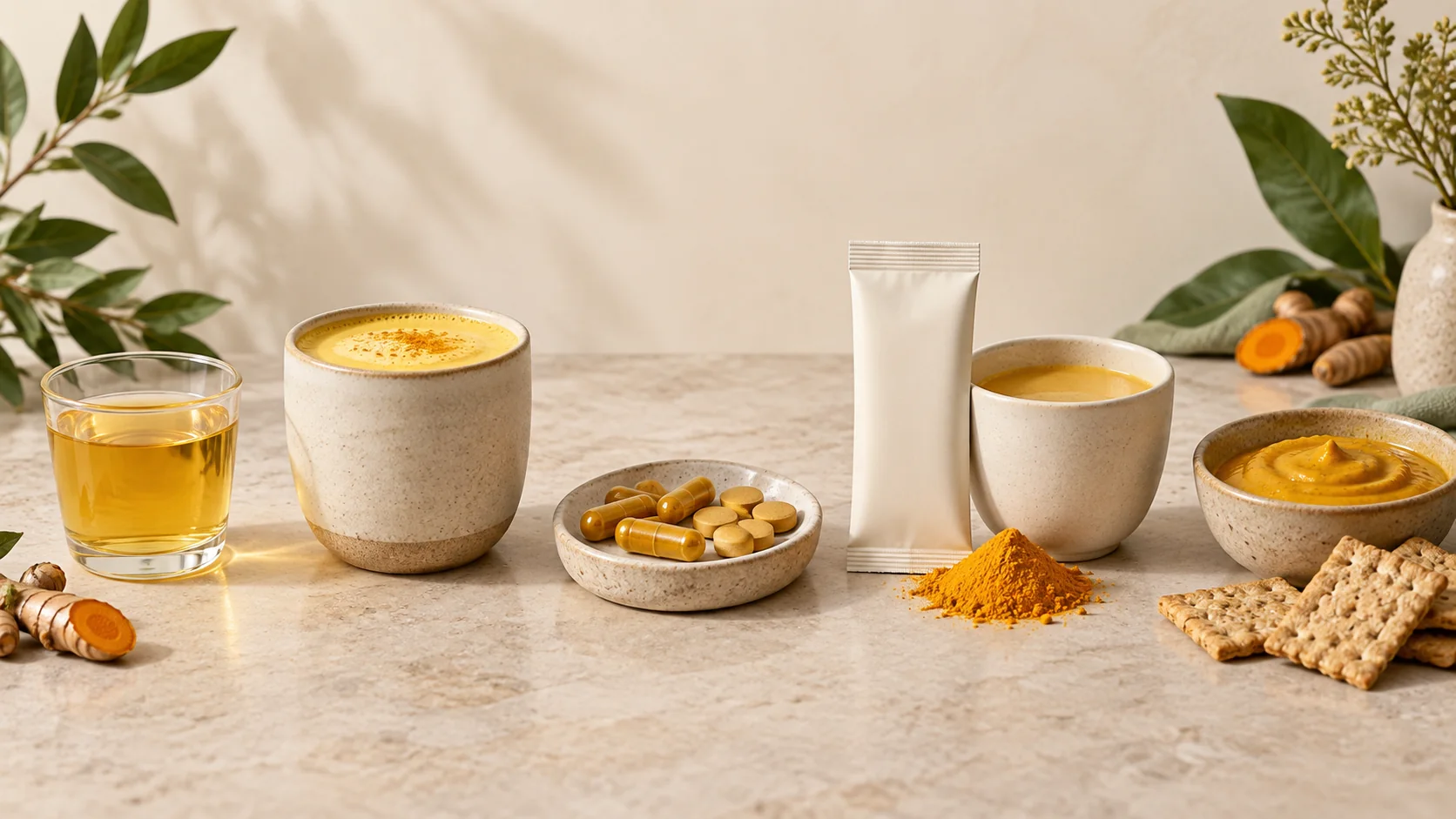 澄清饮料、金黄色乳饮、胶囊片剂、冲调粉与食品的概念图